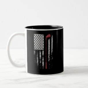 Caneca De Café Em Dois Tons Presente de taco de golfe da bandeira americana vi