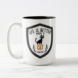 Caneca De Café Em Dois Tons Presente de Tipografia de Gato Fofo Minimalista pa