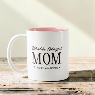 Caneca De Café Em Dois Tons Presente de Tipografia Preta e Rosa para a Mãe Mai