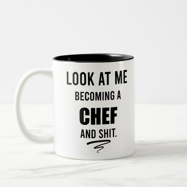Caneca De Café Em Dois Tons Presente Divertido de Culinária para Chef Camisa D (Esquerda)