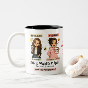 Caneca De Café Em Dois Tons Presente Divertido Para o Primeiro Dia das Mães, A