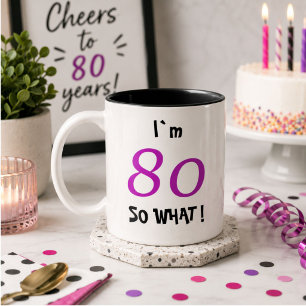 Caneca De Café Em Dois Tons Presente Divertido para os 80 Anos dela