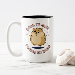 Caneca De Café Em Dois Tons Presente Divertido para Trabalho - Meme de Hamster