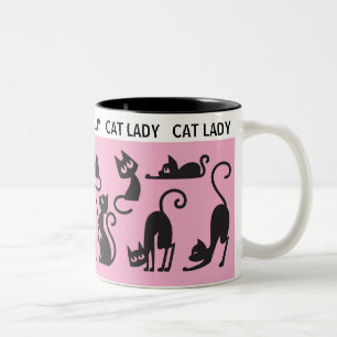Caneca De Café Em Dois Tons Presente Divertido! Senhora de Gato Perfeito