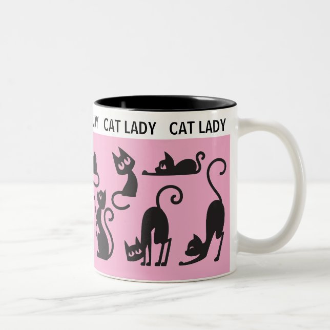 Caneca De Café Em Dois Tons Presente Divertido! Senhora de Gato Perfeito (Direita)