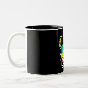 Caneca De Café Em Dois Tons Presente do Cão-Arco-Íris Corgi Tie Dye