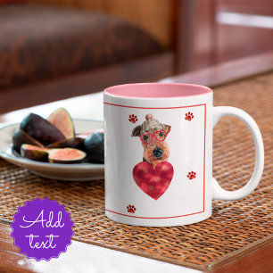 Caneca De Café Em Dois Tons Presente do Dia dos Namorados Cachorro Airedale Te