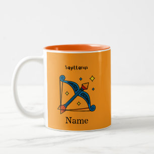 Caneca De Café Em Dois Tons Presente do signo de Sagitário em Arte Pop Retro