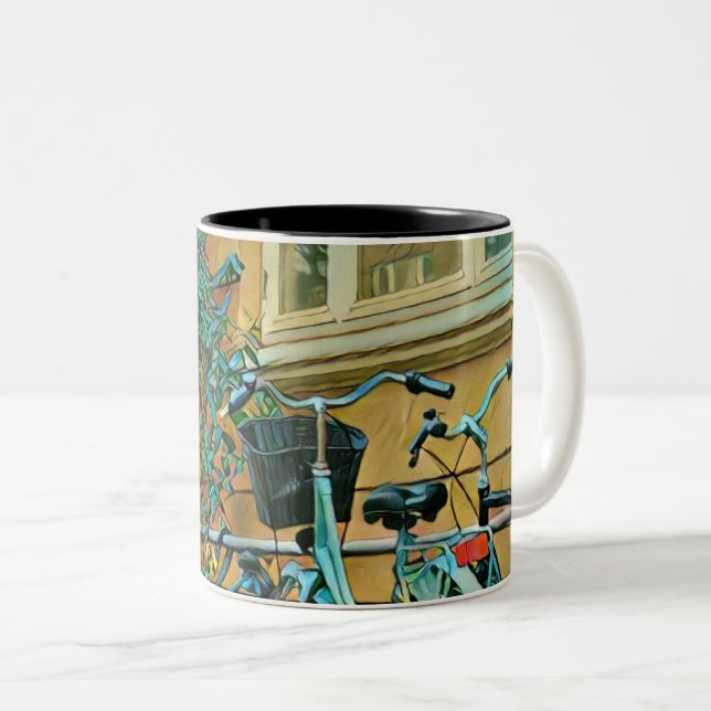 Caneca De Café Em Dois Tons Presente do touro de bicicleta | Pintura de ciclis (Frente Esquerda)