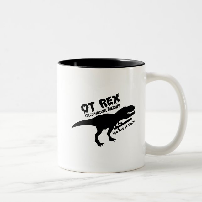 Caneca De Café Em Dois Tons Presente engraçado da terapia ocupacional de T-Rex (Direita)