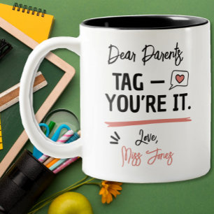 Caneca De Café Em Dois Tons Presente engraçado de fim de período 'Dear Parents