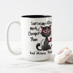 Caneca De Café Em Dois Tons Presente engraçado para amante de gatos com sarcas
