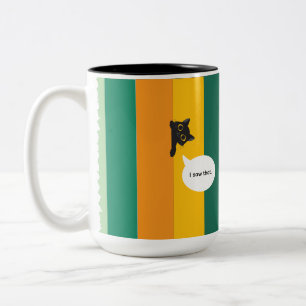 Caneca De Café Em Dois Tons Presente Engraçado para Amantes de Gatos - Gato Cu