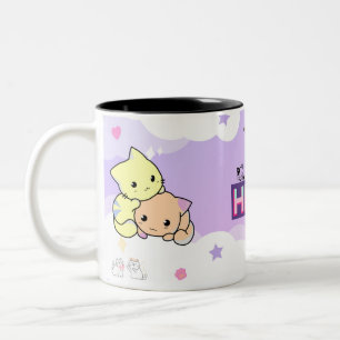 Caneca De Café Em Dois Tons Presente Felino Pastel Kawaii Presente de Gata F