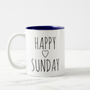 Caneca De Café Em Dois Tons Presente 'Feliz Domingo' Elegante e Encantador
