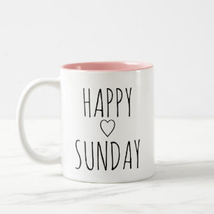 Caneca De Café Em Dois Tons Presente 'Feliz Domingo' Elegante Encantador e Ins