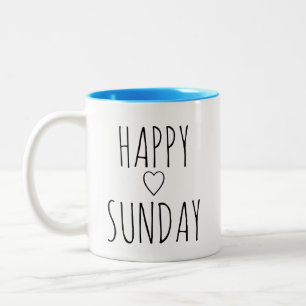 Caneca De Café Em Dois Tons Presente 'Feliz Domingo' Elegante Encantador e Ins