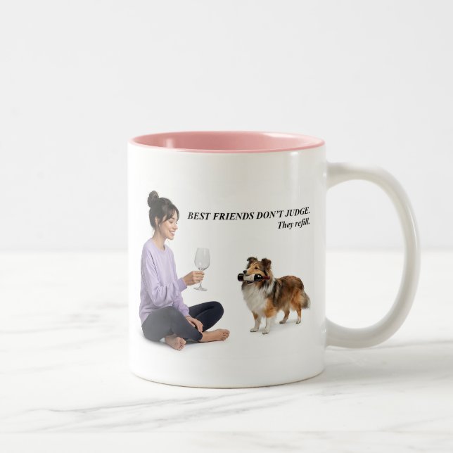 Caneca De Café Em Dois Tons Presente Humor Vinho Sheltie Sable (Direita)