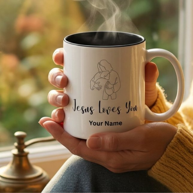 Caneca De Café Em Dois Tons Presente Inspirador de Fé Cristã Personalizado (Criador carregado)