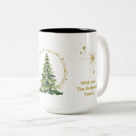 Caneca De Café Em Dois Tons Presente Moderno, Árvore de Natal Brilho Dourado B