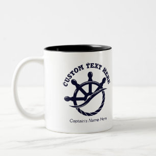 Caneca De Café Em Dois Tons Presente Náutico de Capitão de Barco Personalizado