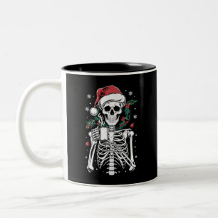 Caneca De Café Em Dois Tons Presente no café de Natal do Skeleton do Dentro mo
