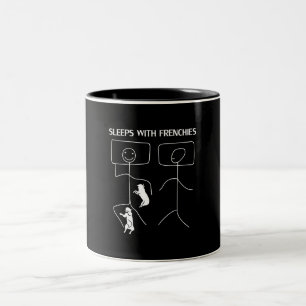 Caneca De Café Em Dois Tons Presente no cão Dorme Com Francês