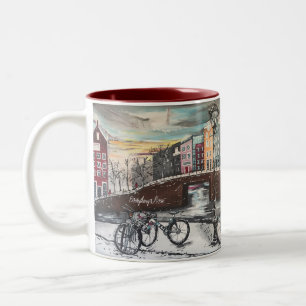 Caneca De Café Em Dois Tons Presente para ciclistas - inverno do Natal em