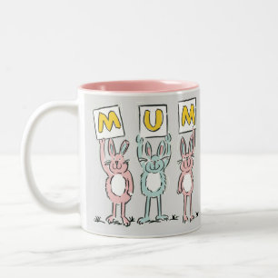 Caneca De Café Em Dois Tons Presente para Design de Coelhos Divertidos de Mãe