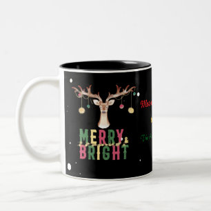 Caneca De Café Em Dois Tons Presente para Enfeites de natal de feliz e de Rein