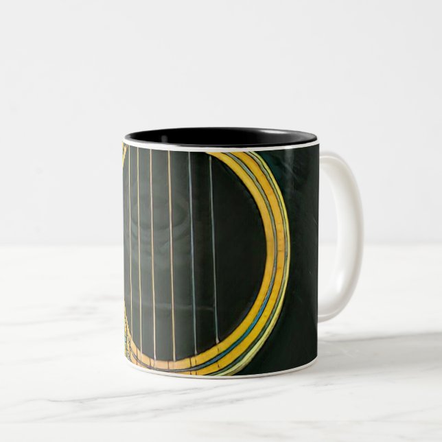 Caneca De Café Em Dois Tons Presente para guitarrista músico (Frente Esquerda)