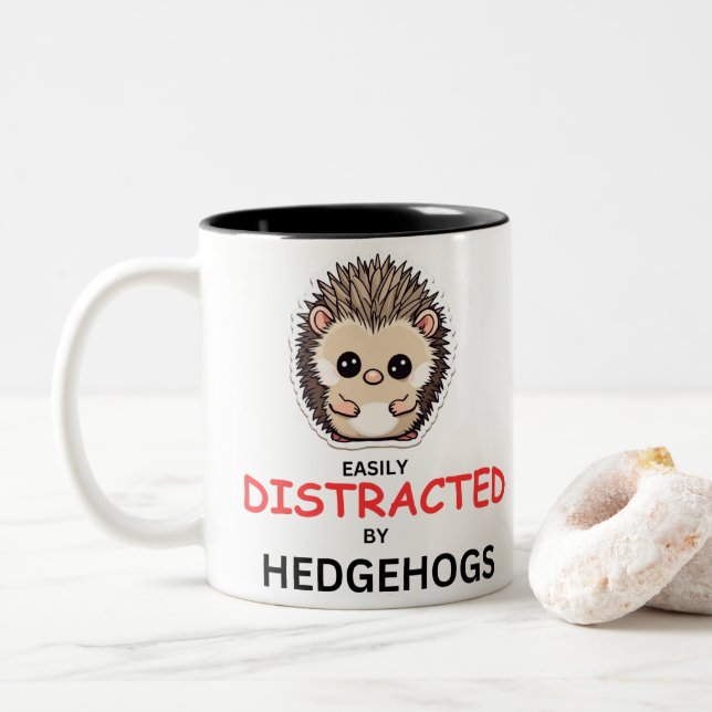Caneca De Café Em Dois Tons Presente para Hedgehog Lover, Hedgehog Mug (Com Donut)