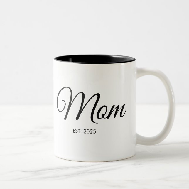 Caneca De Café Em Dois Tons Presente para Mãe com Letra Preta Estabelecida (Direita)