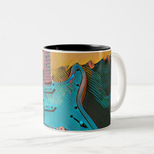 Caneca De Café Em Dois Tons Presente para marido guitarrista