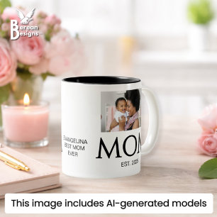 Caneca De Café Em Dois Tons Presente para Nova Mãe Texto Personalizado Foto Mã