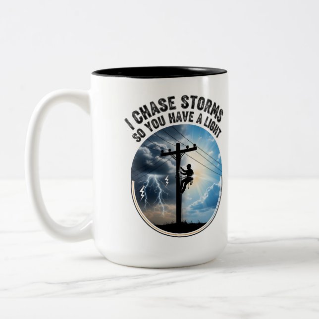 Caneca De Café Em Dois Tons Presente para Trabalhador Elétrico Lineman Moderno (Esquerda)