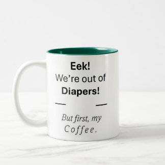 Caneca De Café Em Dois Tons Presente perfeito para o Dia de as mães. Fraldas o