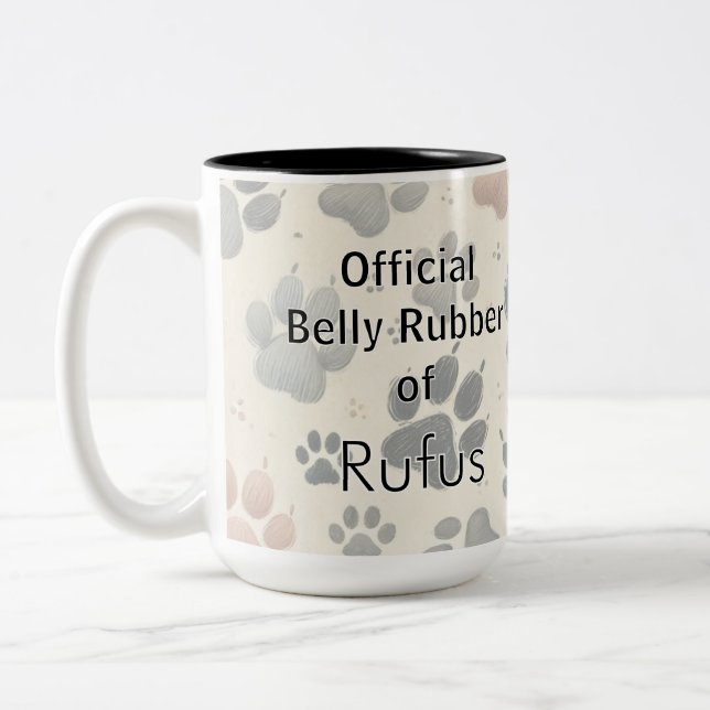 Caneca De Café Em Dois Tons Presente Personalizado com Nome do Cachorro Amado (Esquerda)