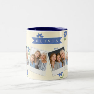 Caneca De Café Em Dois Tons Presente Personalizado com Nome e Padrão de Flor S