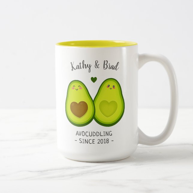 Caneca De Café Em Dois Tons Presente Personalizado de Abacate Fofo Para Ele El (Direita)