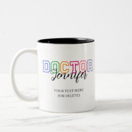 Caneca De Café Em Dois Tons Presente Personalizado de Nome de Médico Colorido