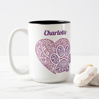 Caneca De Café Em Dois Tons Presente Personalizado de Pet Mamãe com Nome e Imp