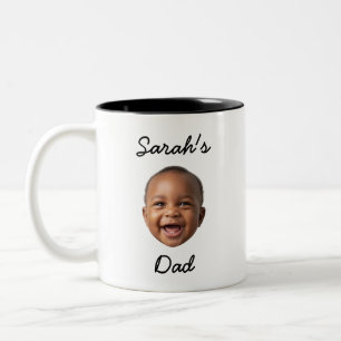 Caneca De Café Em Dois Tons Presente personalizado de rosto e nome do Pai pers