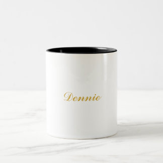 Caneca De Café Em Dois Tons Presente Personalizado Dennis Typography Gold Scri