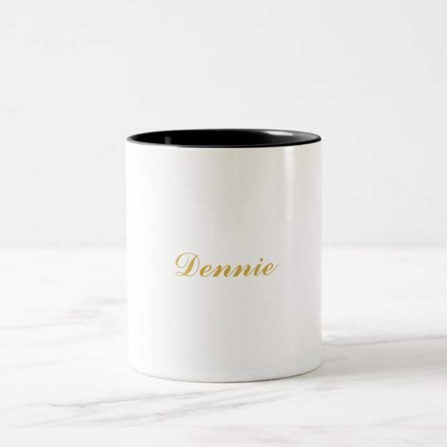 Caneca De Café Em Dois Tons Presente Personalizado Dennis Typography Gold Scri (Centro)