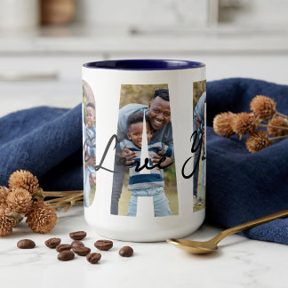 Caneca De Café Em Dois Tons Presente Personalizado do Dia dos Pais com Foto - 