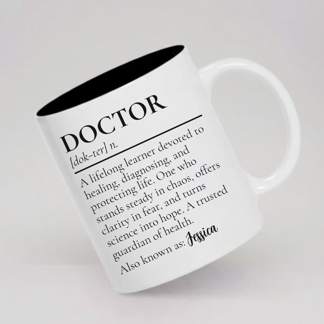 Caneca De Café Em Dois Tons Presente Personalizado para Profissionais Médicos  (Doctor Definition Mug Personalized Graduation Gift for Doctors, Custom Mug Gift Doctor Thank You)