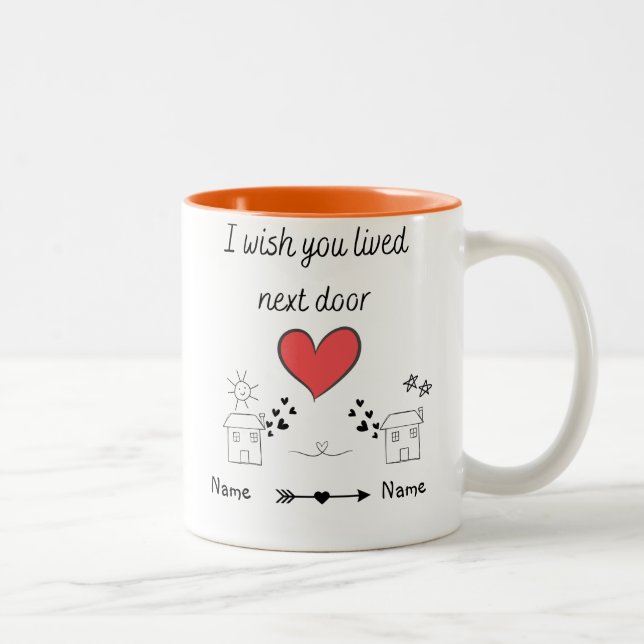 Caneca De Café Em Dois Tons Presente Personalizável Eu Desejo Que Você Morasse (Direita)