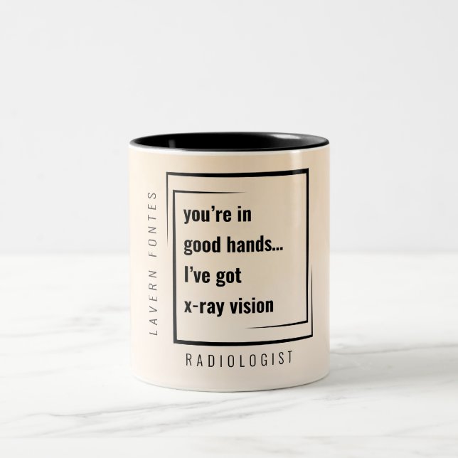 Caneca De Café Em Dois Tons Presente Radiologista Motivacional Mínimo Moderno (Centro)