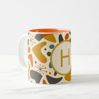 Caneca De Café Em Dois Tons Presente Retro Inicial Monograma